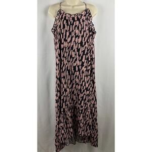 Maxi Sundress Womens M Spaghetti Strap Navy Blue Pink Flowy Summer Beach